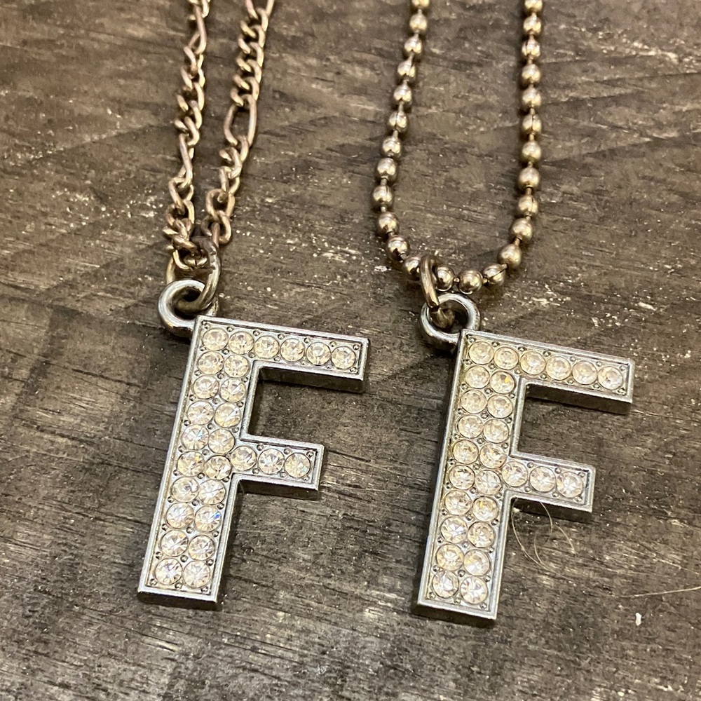 Silver Initial F Pendant Necklaces